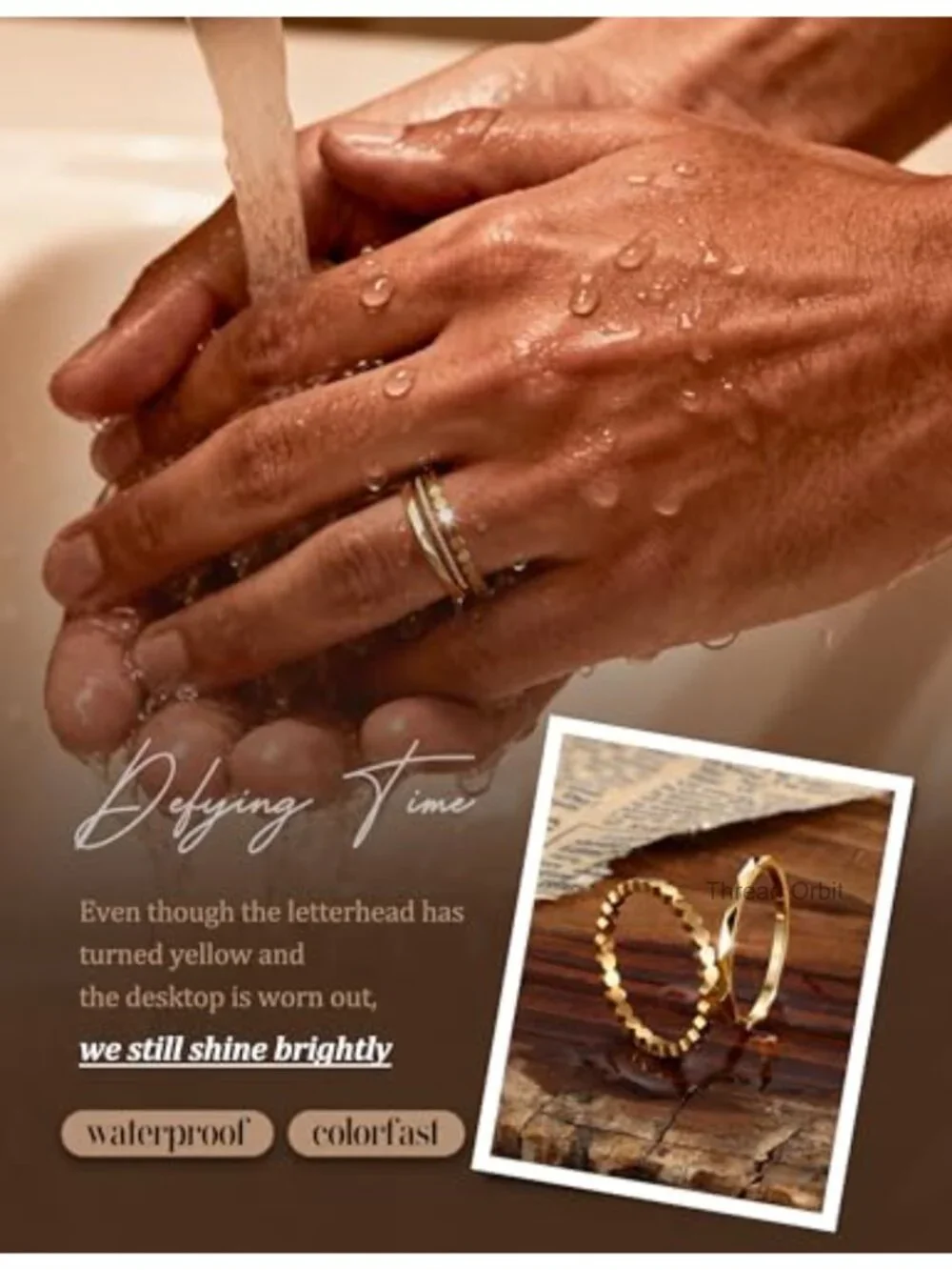 14K Gold Plated Stackable Rings Set - 5 Thin Dainty Bands Size 5-10